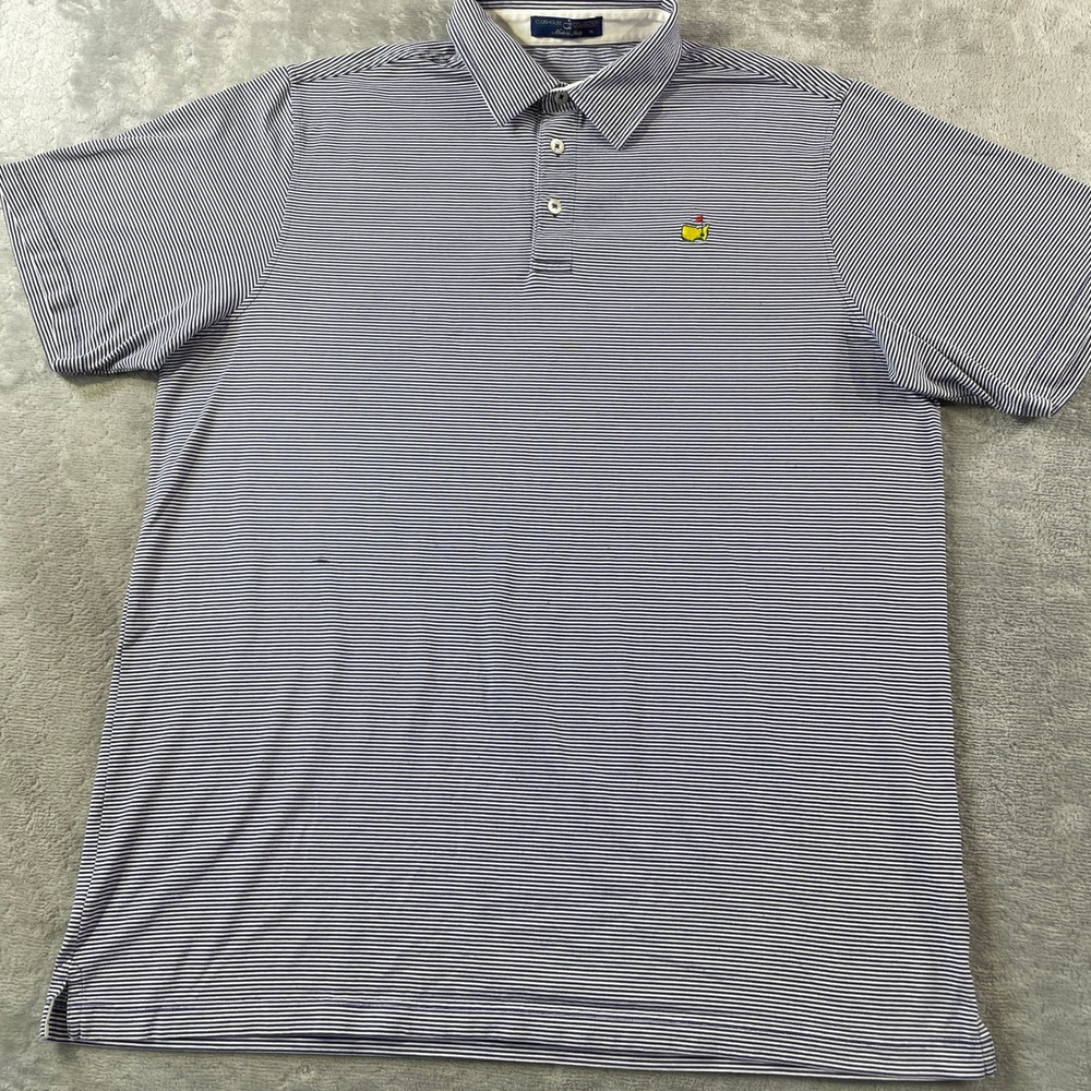 Masters Polo Shirt Clubhouse Collection Mens XL Blue Stripe Augusta Preppy Italy